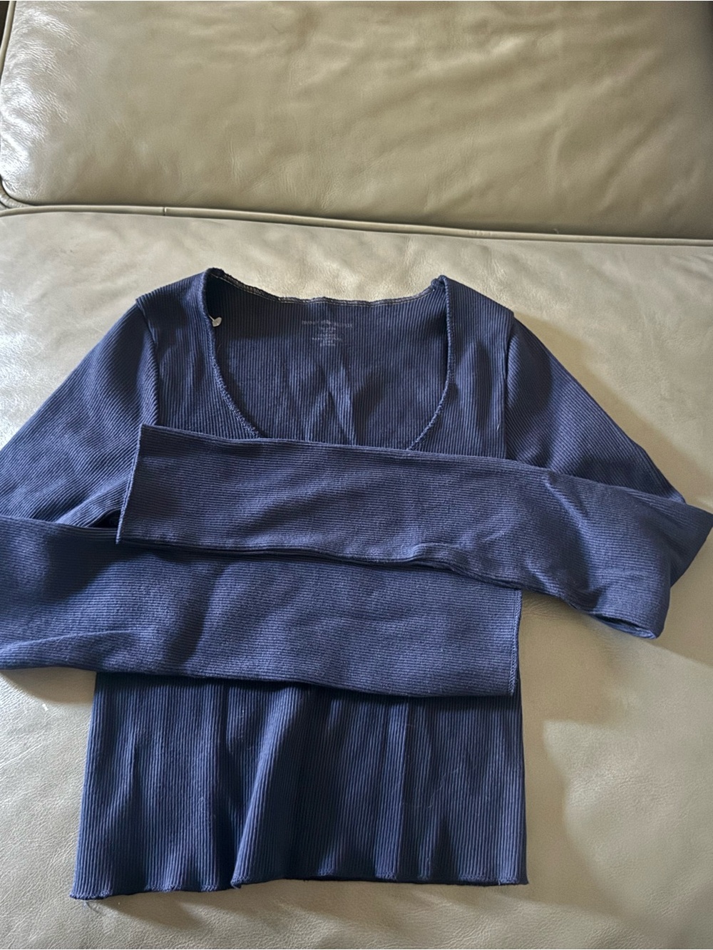 Brandy Melville Navy Ribbed Long-Sleeve